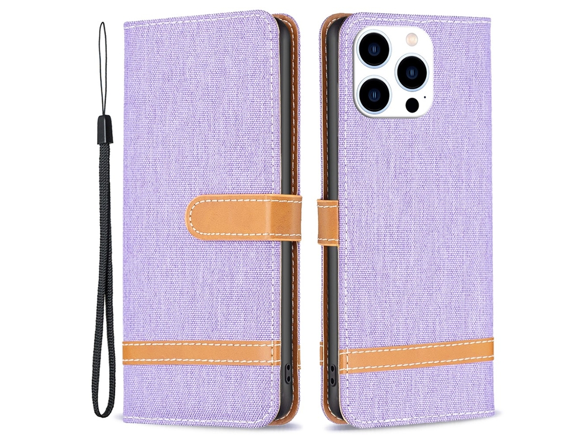 Capa Em Couro Pu Para Iphone 16 Pro Max - Roxo