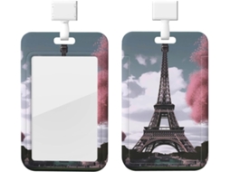 Suporte para Crachá com Cordão, Suporte para Crachá em Plástico Impermeável no Formato da Torre Eiffel, Suporte para Crachá Vertical Retrátil