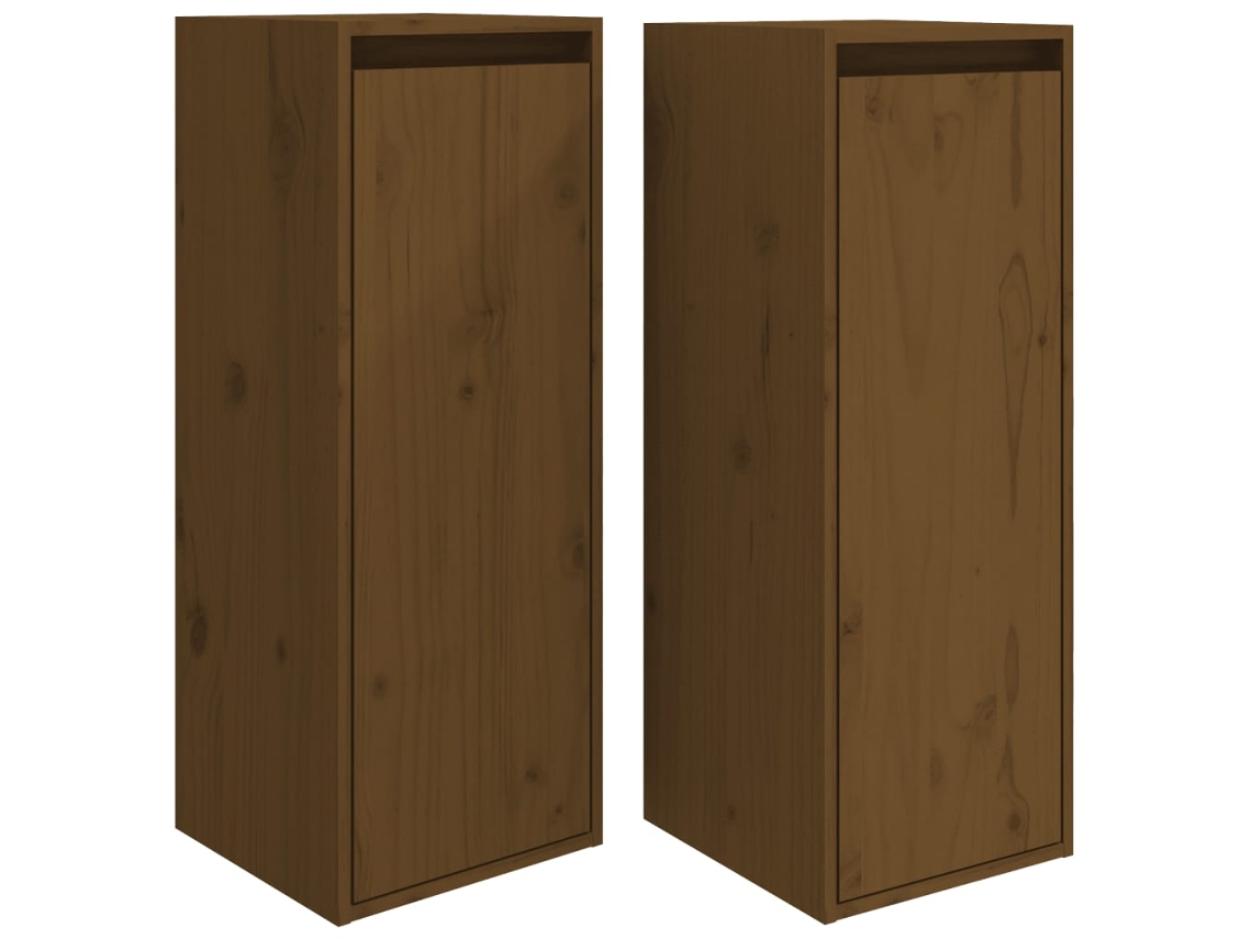 Conjunto de Armários de Parede 2 Peças Pinho Maciço Castanho Mel MAISON EXCLUSIVE (30x30x80 cm)