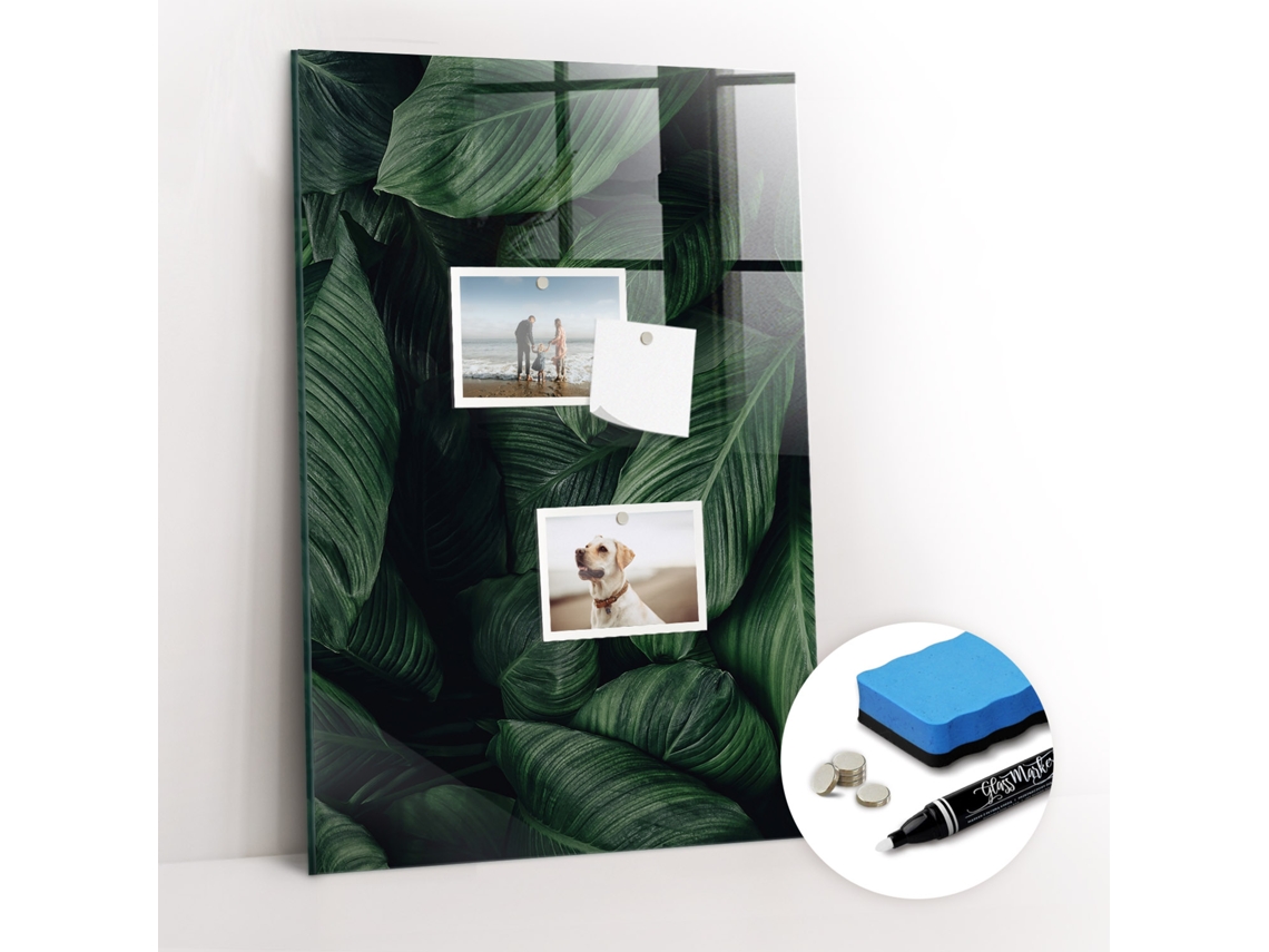 Quadro De Vidro Magnético Selva Folhas Plantas Para O Escritório Espelharte (40x60 Cm)