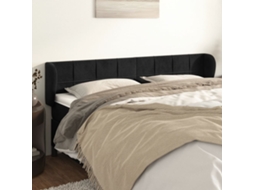 Vidaxl Cabeceira De Cama C/ Abas Veludo 203x23x78/88 Cm Preto