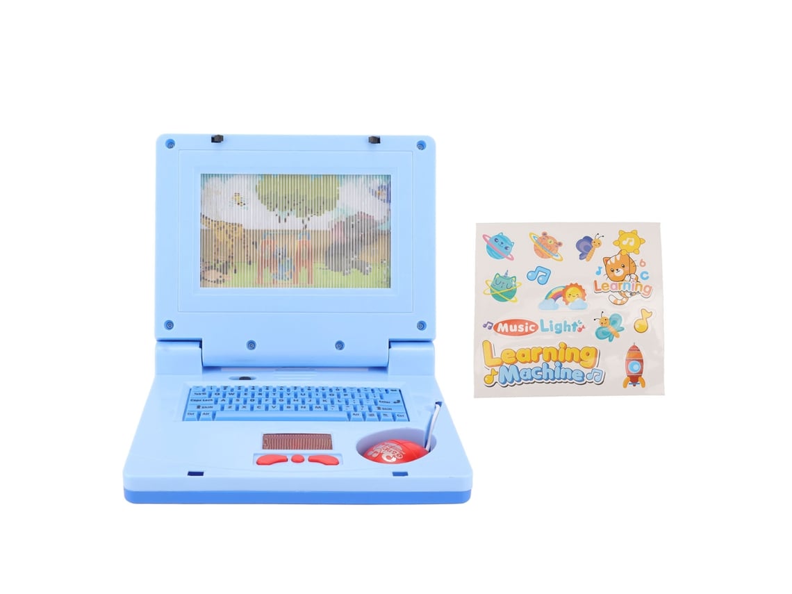 Ats ordenador Educatsivo para Niños com Led e Música Brinquedo de Simulação de Computador Desenvolvimento Cognitivo Ratso Não Retrátil Azul