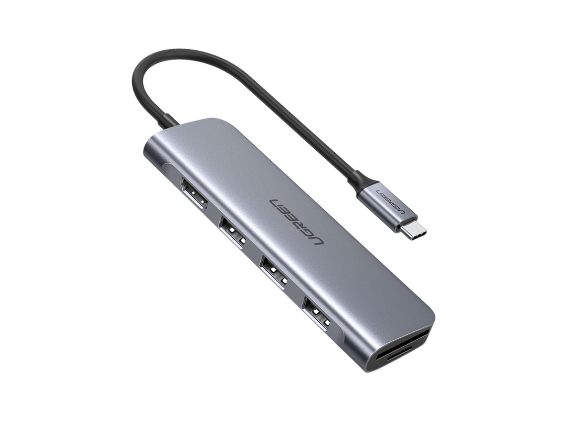 UGREEN Cm511 Usb-C para 3Xusb 3.0Hdmitf/Sd Hub 5 Em 1 Cinzento