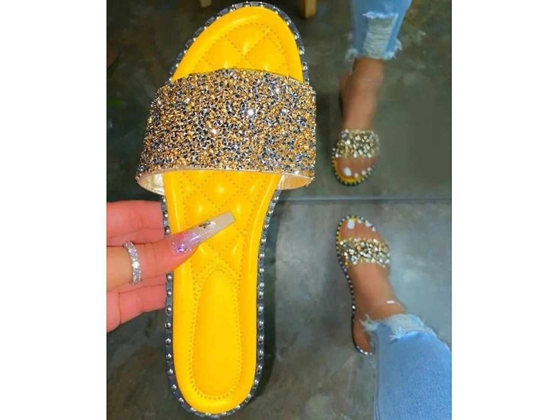 2026 zapatos Planos Deslizantes de Brillo para Mujer Sandalias Casuales