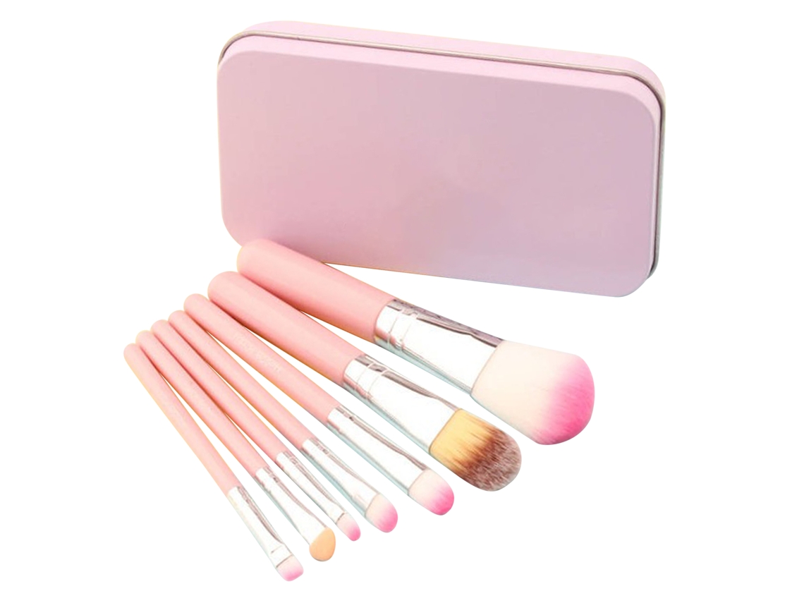 Set De 7 Brochas De Maquillaje Portáteis Com Pincéis Suaves Para Principiantes