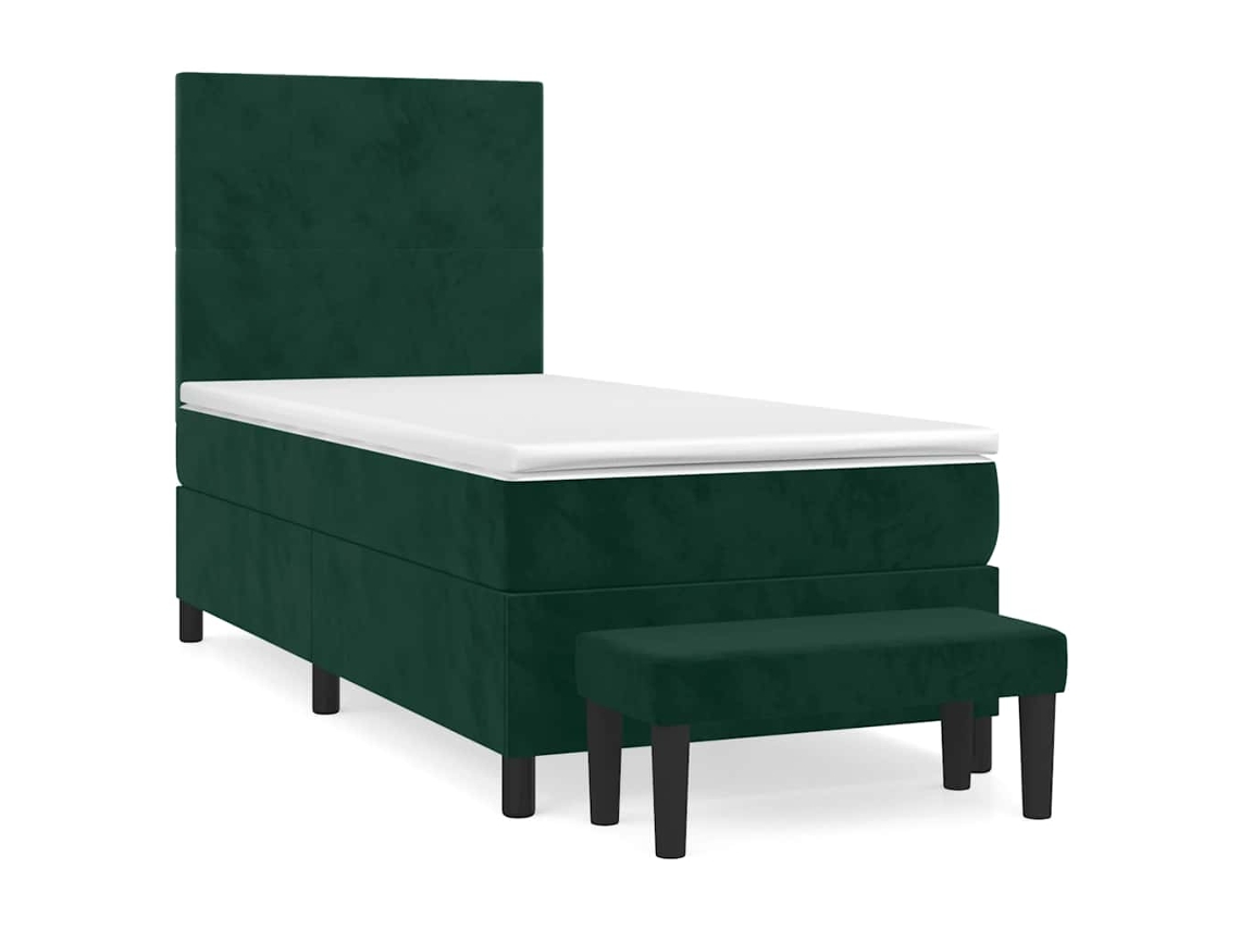 Cama com Molas/colchão 100x200 Cm Veludo Verde escuro MAISON EXCLUSIVE
