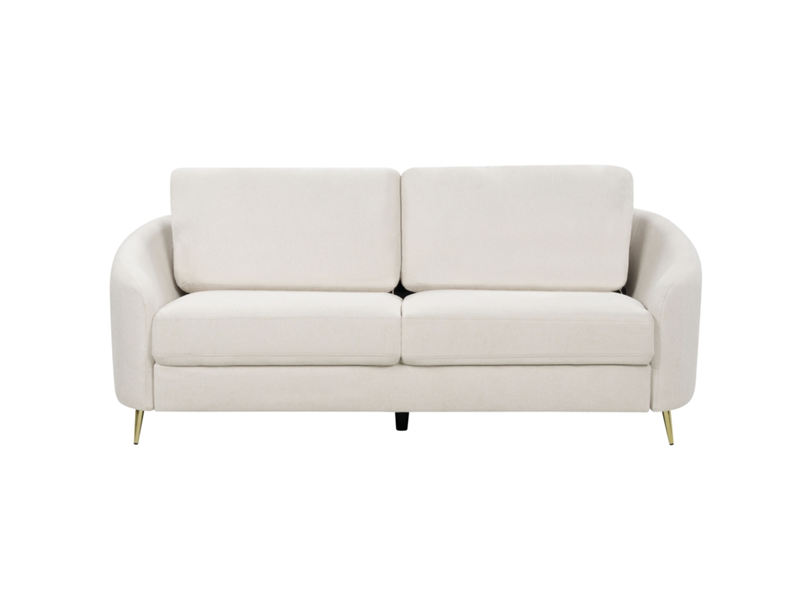 Sofá de 3 lugares BELIANI Trosa de Poliéster Creme 203x86x88