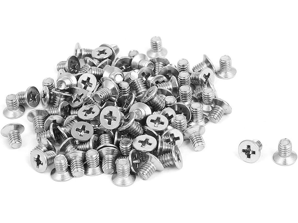 Fusíveis Phillips com cabeça fendida M4x6mm em aço inoxidável, 100 unidades CHABERLU