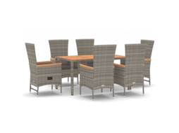 Maison Exclusive - 7 Pcs Conjunto De Jantar P/ Jardim C/ Almofadões Vime Pe Cinza