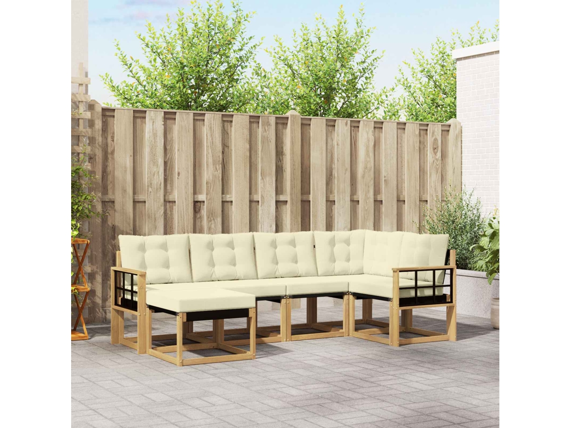 Vidaxl Conjunto De Sofás Para Exterior 6 Pcs Branco E Creme