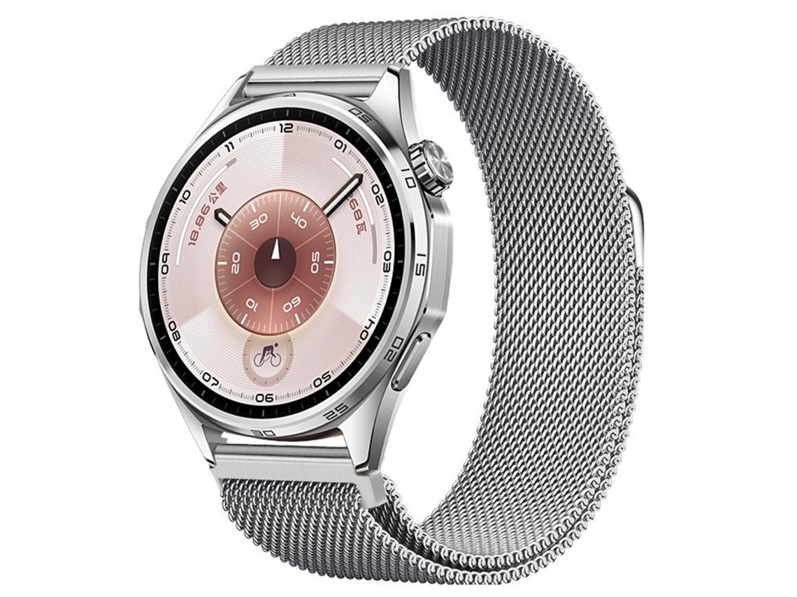 Bracelete Para Huawei Watch Gt 6 (46mm) - Aço Inoxidável Milanês Magnético Prata