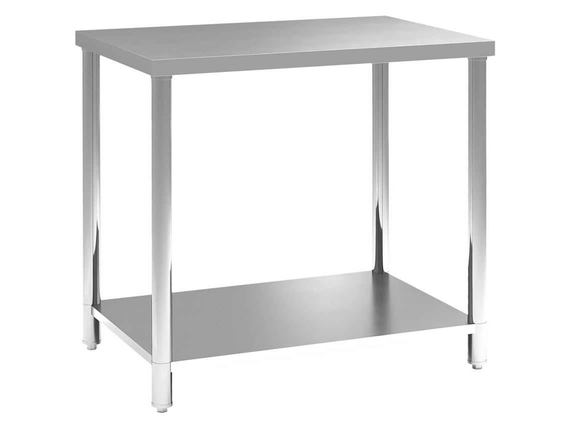 Workbenches-mesa De Trabalho Em Aço Inoxidável Com 2 Prateleiras, Para Cozinha, Garagem, Jardim, 90 X 60 X 86 Cm, Prateada.