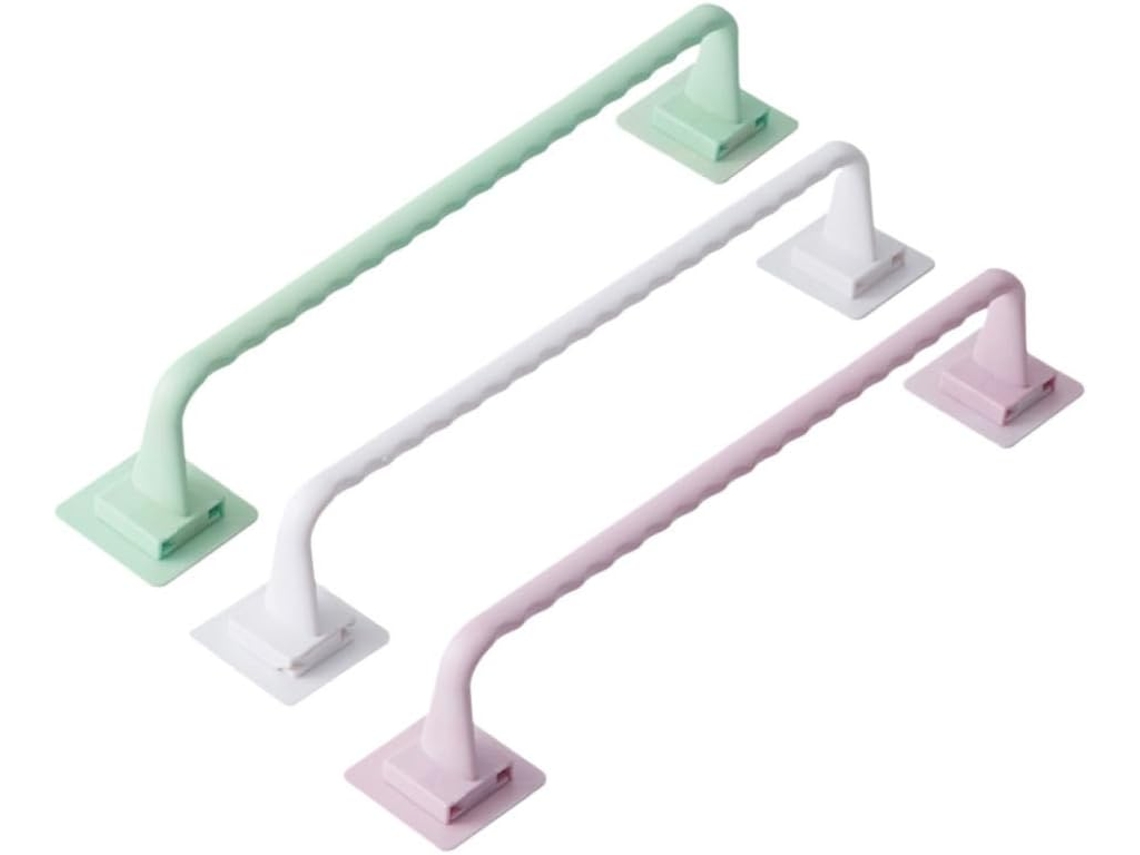 Suporte De Toalhas De Parede, Conjunto De 3, Sem Necessidade De Furar, Plástico, Colorido