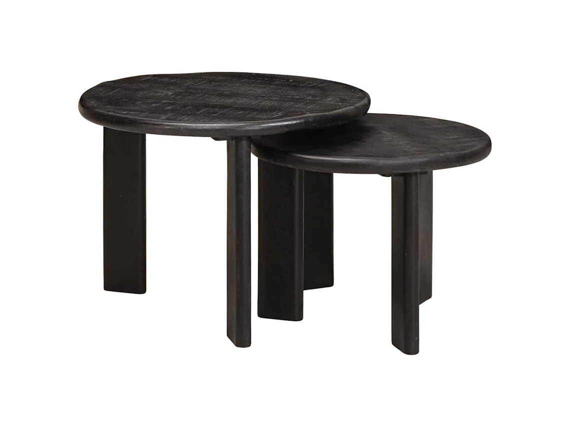 Vidaxl Mesas De Café Empilháveis 2 Unid. Preto Ø 50 X 40 Cm