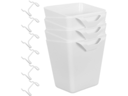 Conjunto De 6 Caixas Organizadoras Quadradas Plástico Painel Perfurado Com Ganchos Metal Pendurar, Armazenamento