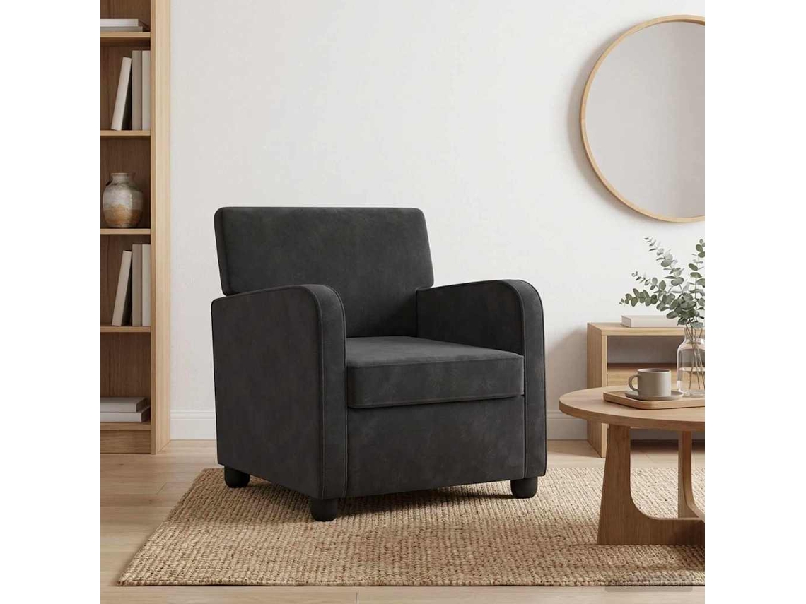 Vidaxl Poltrona Preto Veludo