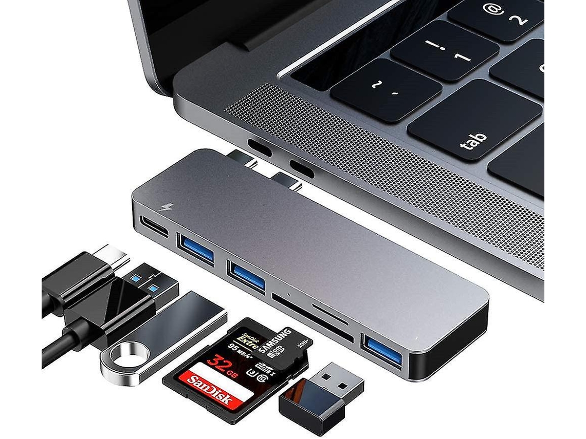 Adaptador de hub USB C para MacBook Pro/Air 2020, 2019, 2018, 6 em 1, compatível com MacBook Slowmoose