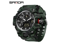 Relógio Esportivo Multifuncional Luminoso, Moderno e Elegante MDUG (camuflagem Verde e Preta)