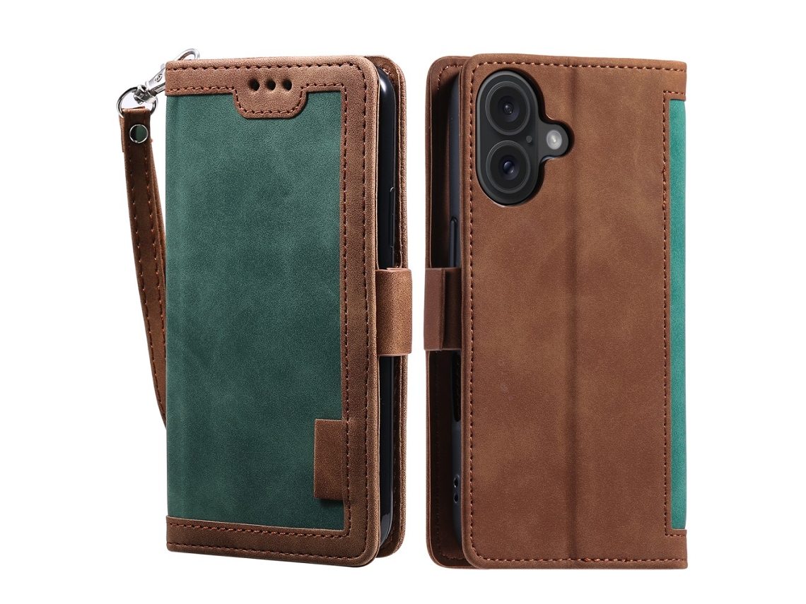 Capa Em Couro Pu À Prova De Choque Para Apple Iphone 16 Verde