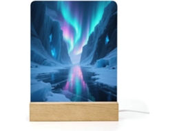 Luminária noturna LED Campos Gelo, inspirada na aurora boreal, luminária acrílica com base para banheiro.
