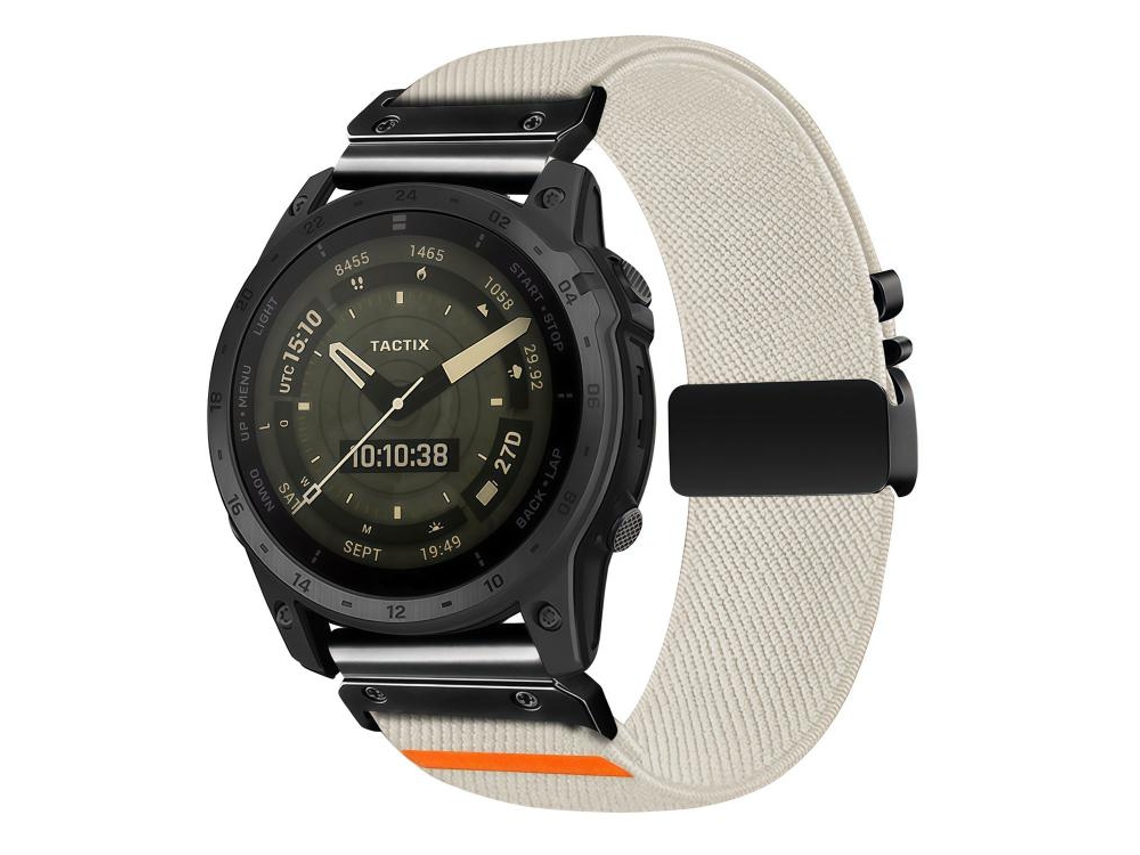 Bracelete para Garmin nylon elástico trama diagonal com fivela de paraquedas starlight (26mm)