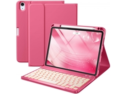 Capa Com Teclado Bluetooth Retroiluminado Para Ipad Air De 13 Polegadas (2024) Caneta Stylus Não Incluída (português-vermelho-rosa)