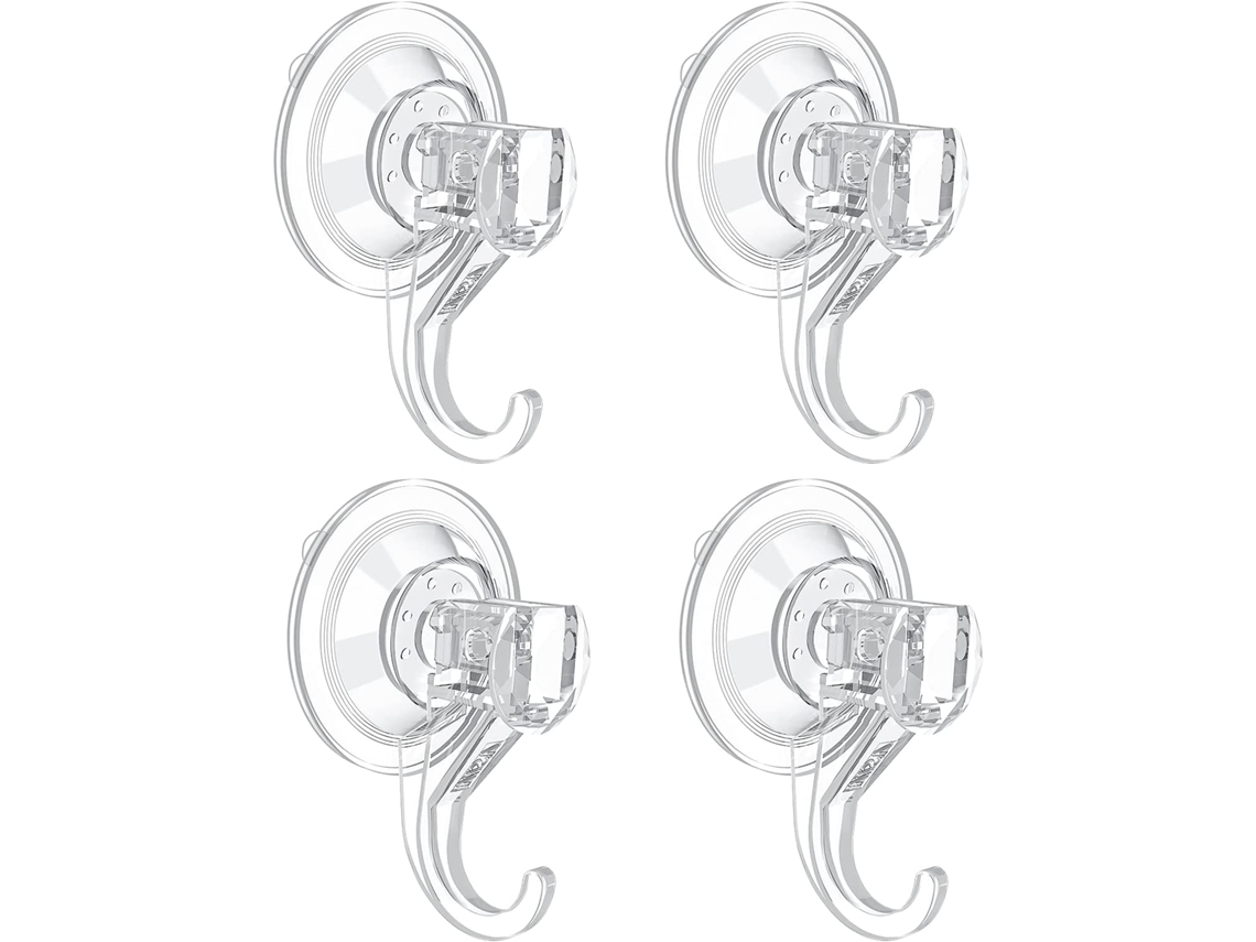 Conjunto de 4 Ventosas Pequenas, Transparentes e Resistentes, Removíveis, para Portas e Janelas de Vidro, Cozinha, Banheiro, Etc BRILVIBERA