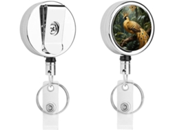 Porta Crachá Retrátil Golden Bird, Moderno E Durável, Em Metal, Com Cordão De Nylon De 68cm, Ideal Enfermeiros E