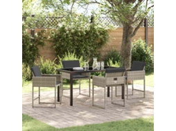 Vidaxl Conjunto de Jantar para Jardim 5 Pcs Cinzento claro Vime Pe