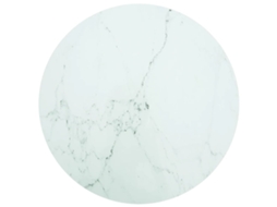 Vidaxl Tampo Mesa Ø90x1 Cm Vidro Temperado Design Mármore Branco