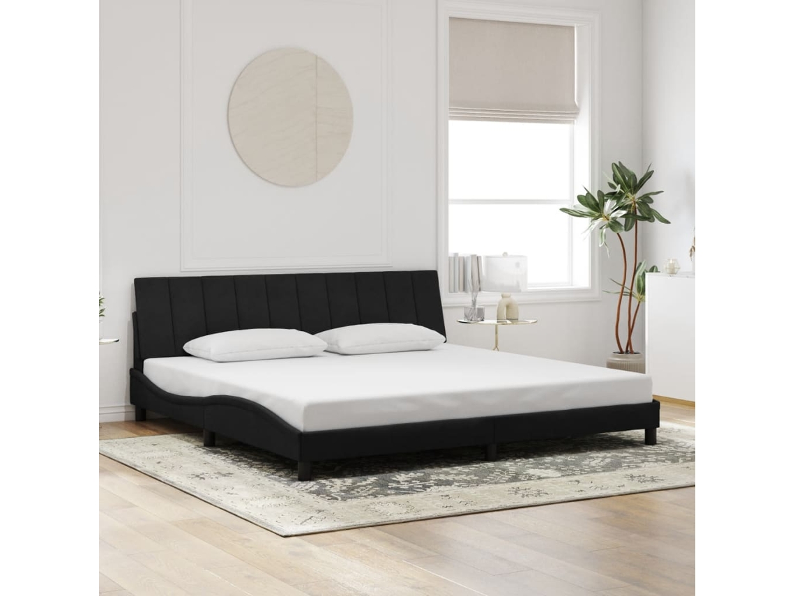 Estrutura De Cama Sem Colchão 200x200 Cm Veludo Preto