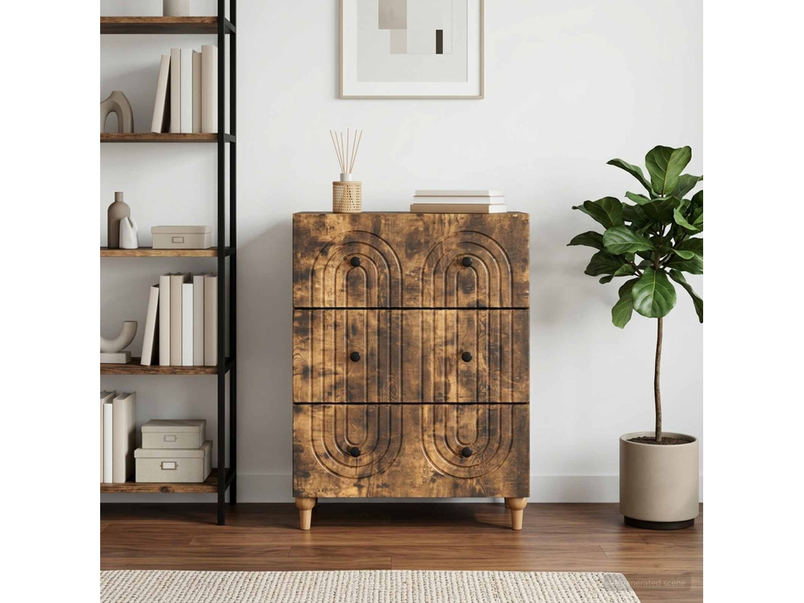 Vidaxl Gabinete De Gavetas Carvalho Fumado 66 X 34,5 X 90 Cm