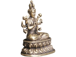 Estátua criativa de Buda em latão dourado, estátua compacta feita à mão para decoração de mesa em ambientes internos.