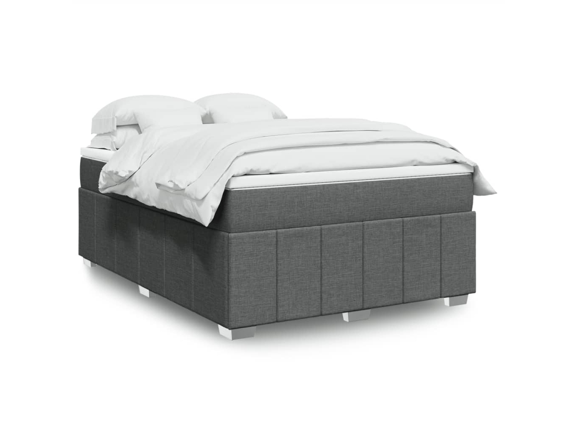 Vidaxl Cama Com Molas/colchão 140x190 Cm Tecido Cinzento-escuro