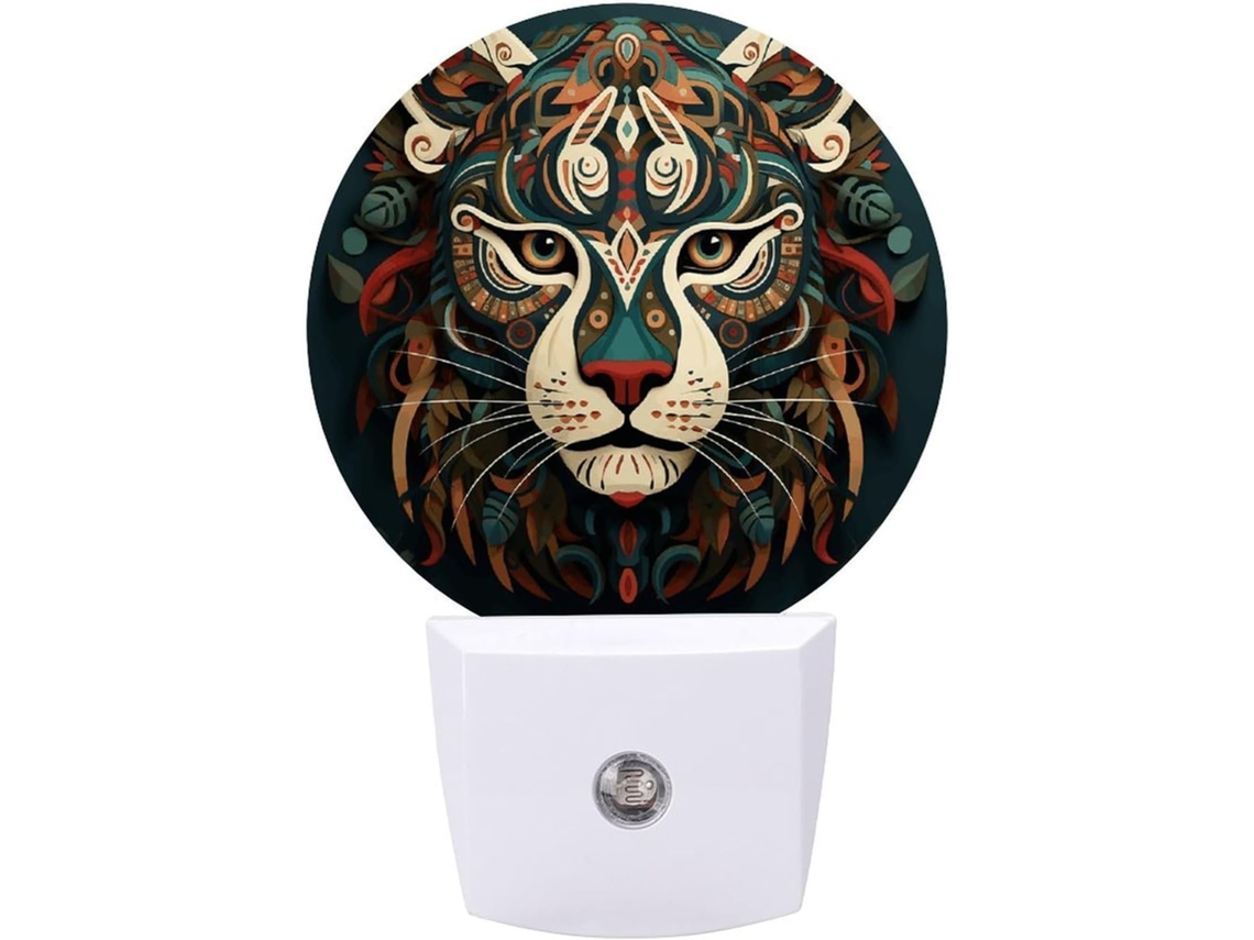 Luminárias de parede noturnas com estampa tribal Chita, luzes noturnas de LED com sensor de movimento, luz branca quente.