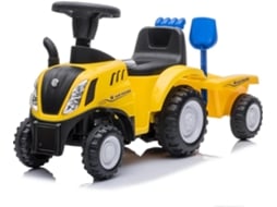 Carrito Montable Para Bebe - New Holland T7 - 1 A 3 Anos - Com Reboque - Amarelo