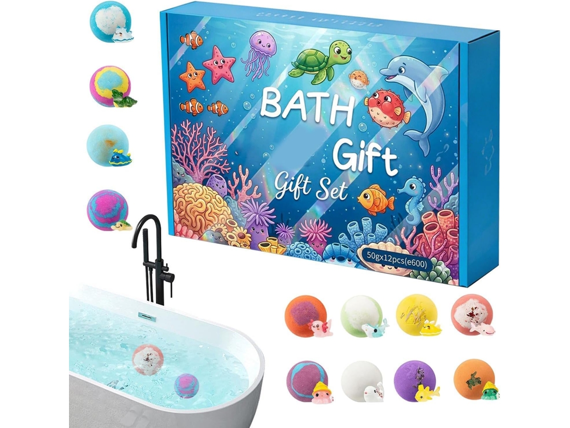 Bombas De Banho De Sal - Conjunto De Presente Com 12 Peças Para Diversão, Relaxamento E Bolhas Naturais