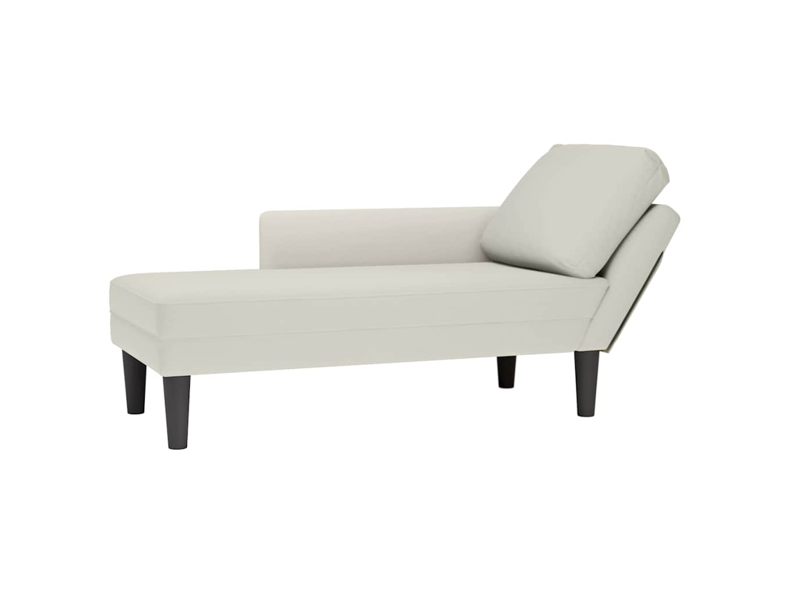 Vidaxl Chaise Lounge C/ Almofada/apoio De Braços Direito Veludo Creme