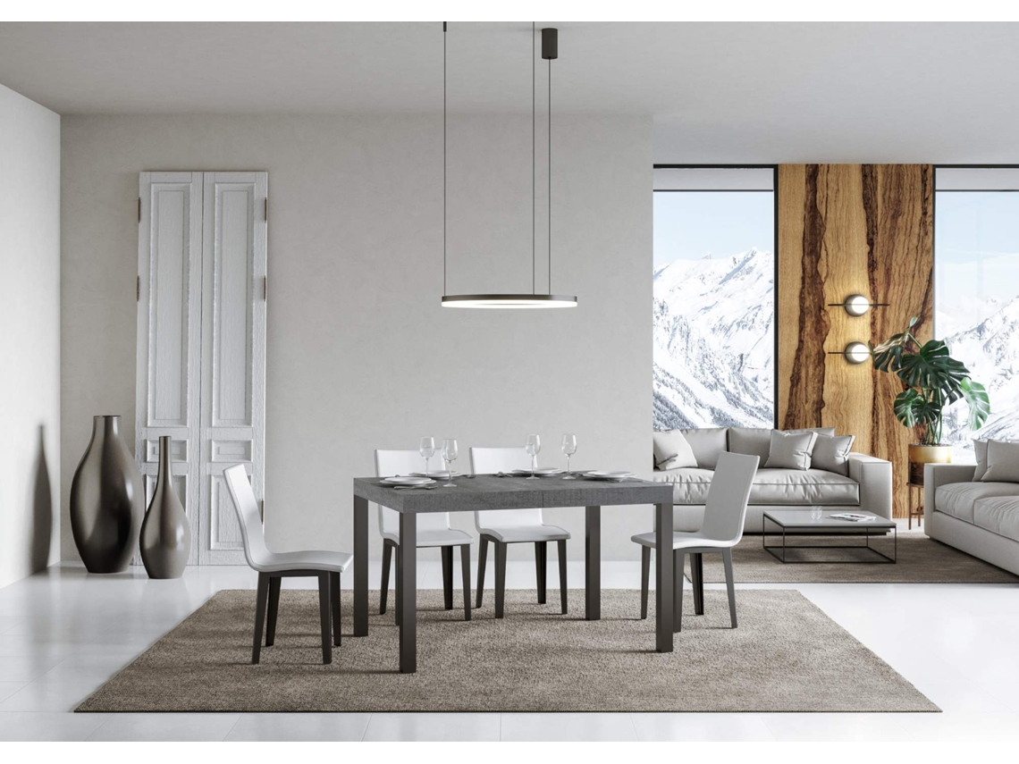 Mesa de Jantar Extensível 90X140/244 Cm Everyday Cimento Quadro Antracite
