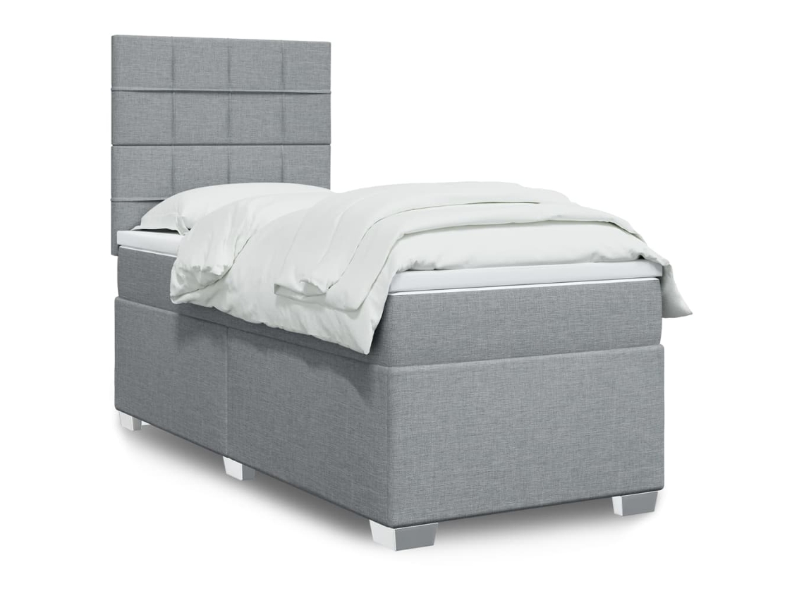 Vidaxl Cama Com Molas/colchão 90x200 Cm Tecido Cinza-claro