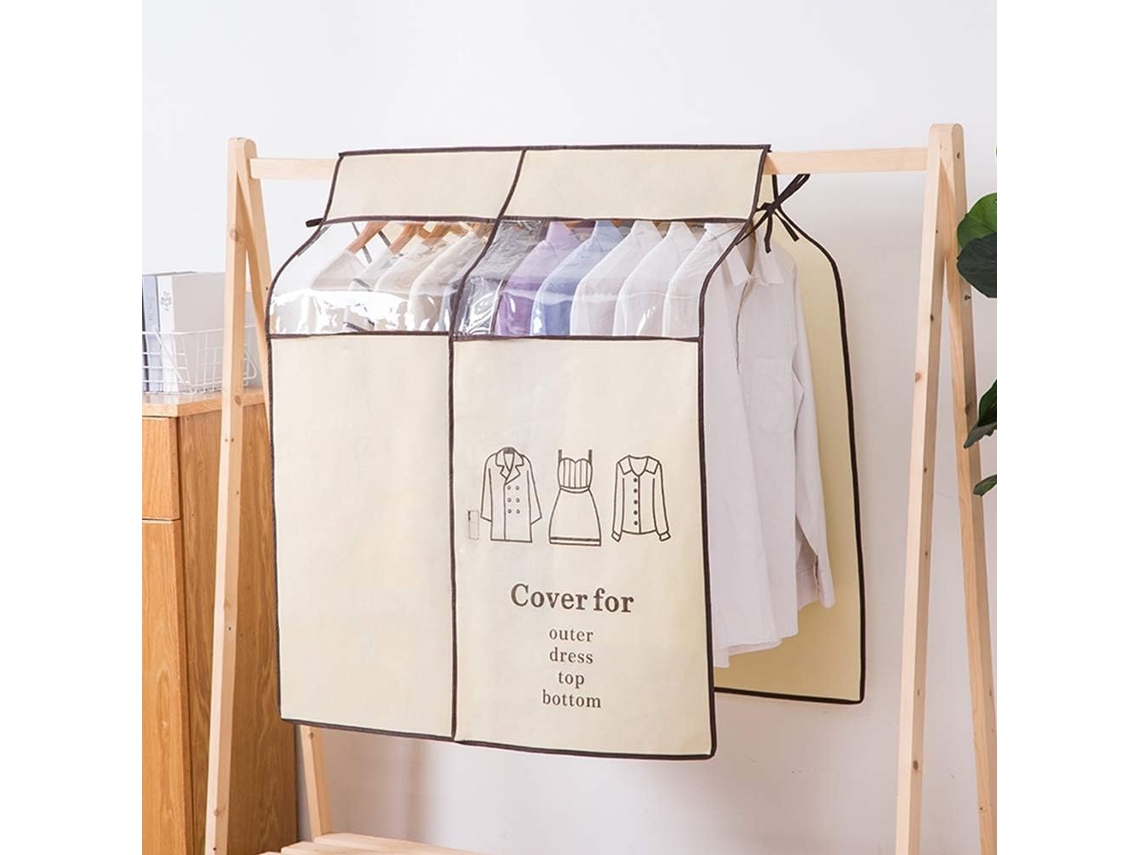 Saco De Armazenamento De Roupas Dobrável, Transparente E Lavável, Para Varão De Roupas, Bege, 90x110cm (35x43 Polegadas)