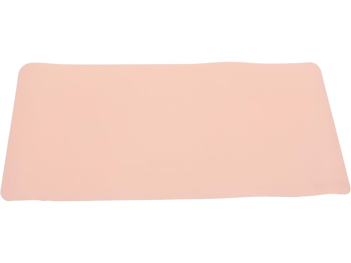 Tapete Duplo para Manicure em Couro Pu Macio e Confortável, Com Suporte de Mãos Rosa.
