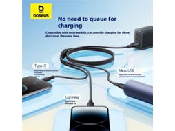 Cabo Baseus Fast Speed ????series 3.5a Usb-a Para Micro/ip/usb-c, 0,8 M/1,3 M De Comprimento