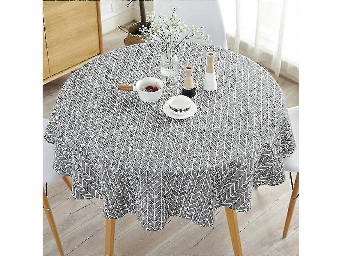 Lurelia Toalha De Mesa Redonda Algodão Linho Cinza 150 Cm Antirrugas Nórdico Reutilizável