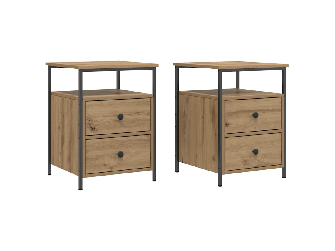 Conjunto 2 Mesa de cabeceira VIDAXL Marrom Madeira processada