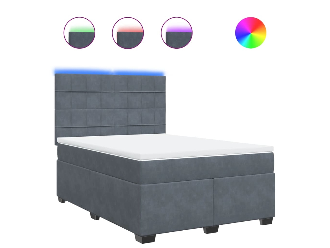 Conjunto 1 Cama Box Spring Vidaxl Cinzeto Veludo (200 X 160 X 150.5 Cm)