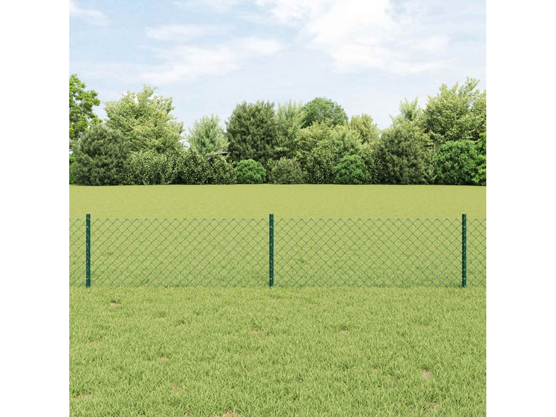 Vidaxl Cerca De Elos Com Poste 10 X 0,4 M Aço Revestido De Pvc Verde