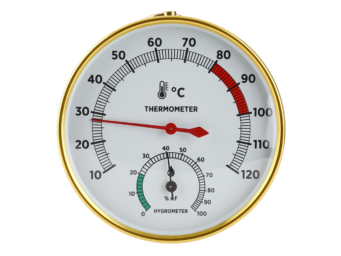 Medidor de Temperatura e Umidade para Sauna 2 em 1 com Instalação em Parede Alumínio 10 120℃ S/MARCA
