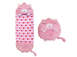 Saco De Dormir De Pelúcia Infantil 2 Em 1, Saco De Dormir Quente Anti A Chute (Gato Rosa/160×60Cm) GERTIZ