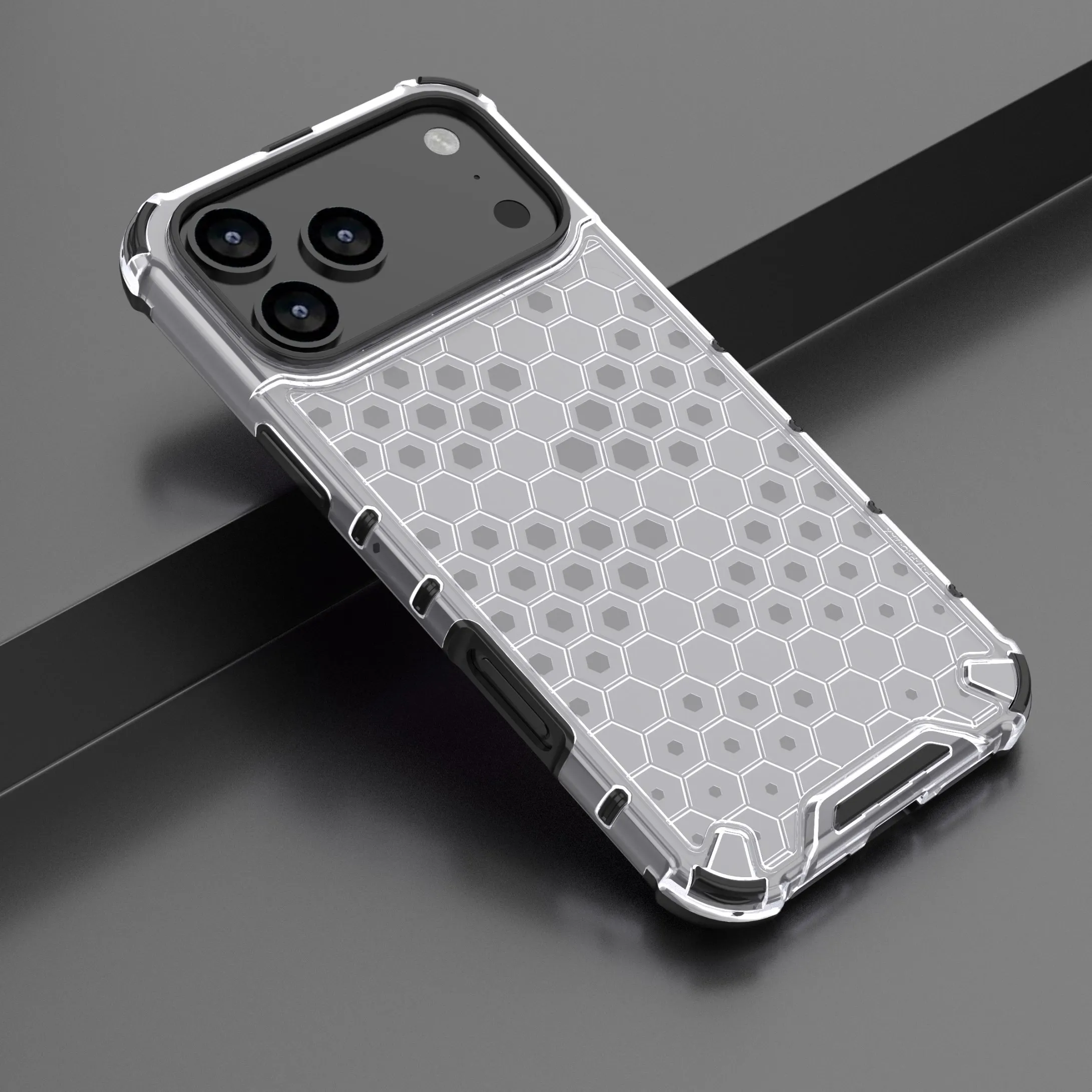 Capa Protetora Resistente E Transparente, À Prova De Choque, Com Design Híbrido Em Favo De Mel (iphone 15).